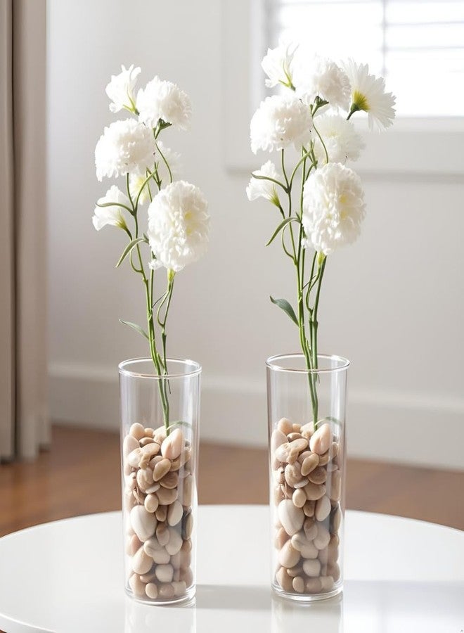 Oasis Pack of 2 Acrylic Unbreakable Classic Flower Vases for Table Centerpiece, Home Decor, Floral Arrangement, Office, Events, Gifting & More - Cylinder Clear - Image 1